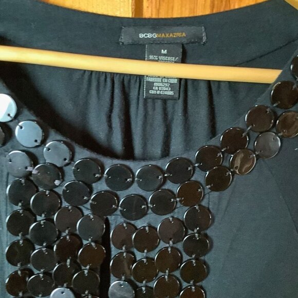 BCBGMaxAzria Black Top with Heavy Ornate Beading | Medium - Picture 8 of 10
